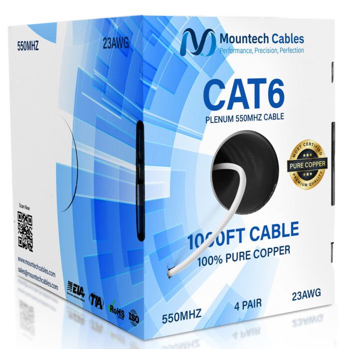 Cat6 Plenum 1000ft UTP Ethernet Cable – 10Gbps, 550MHz, Bare Copper CMP - Image 1