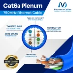 Cat6a Plenum 1000ft UTP Ethernet Cable – 10Gbps, 750MHz, Bare Copper CMP - Image 4