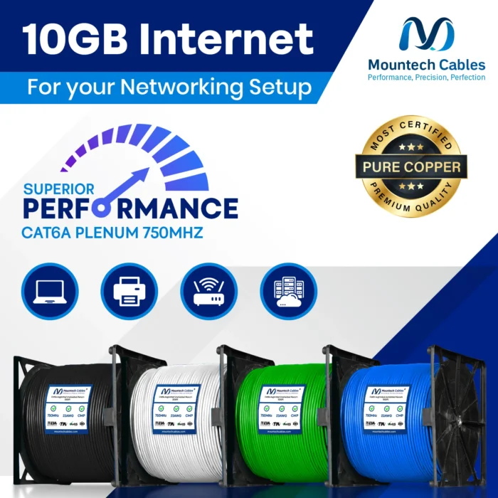Cat6a Plenum 1000ft UTP Ethernet Cable – 10Gbps, 750MHz, Bare Copper CMP - Image 6